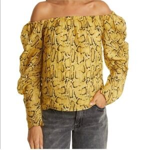Frame Off the Shoulder Billow Top size XS yellow python